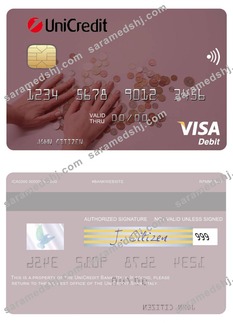 Italy UniCredit Bank visa debit card